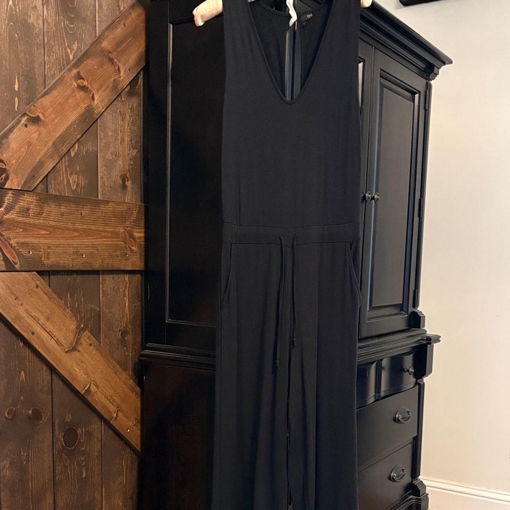 Quince Black Maxi Jumpsuit